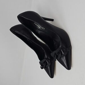 BEAUTIISOLES Black Leather High Heels ITALY 8M